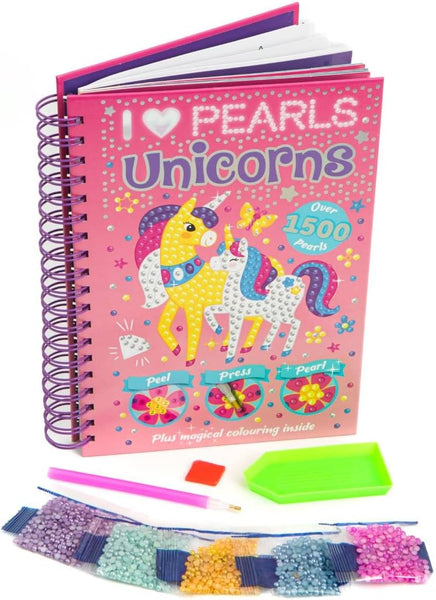 Girls/Children I Love Pearls Unicorn Over 1500 pearls Plus magical colouring inside peel press pearl