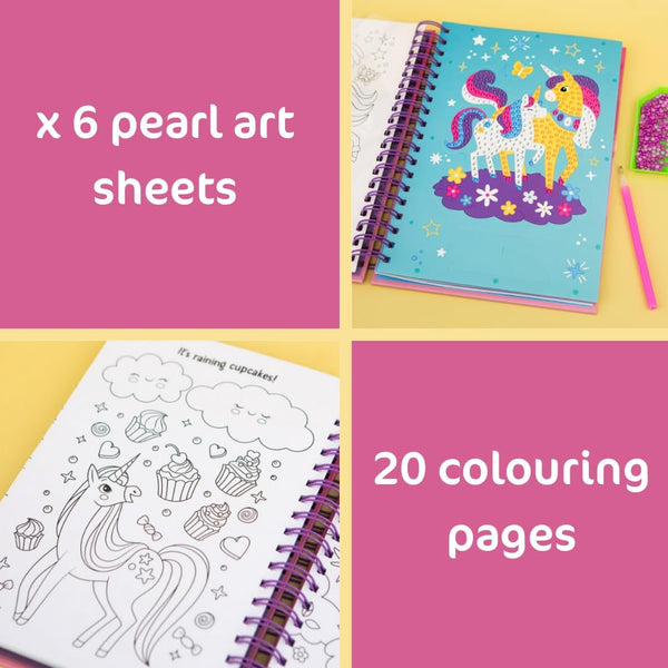 Girls/Children I Love Pearls Unicorn Over 1500 pearls Plus magical colouring inside peel press pearl