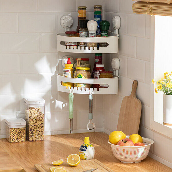 Corner Shower Caddy, Heavy Duty Suction Wall Mounted Plastic Shower Shelf - Children Store Co.