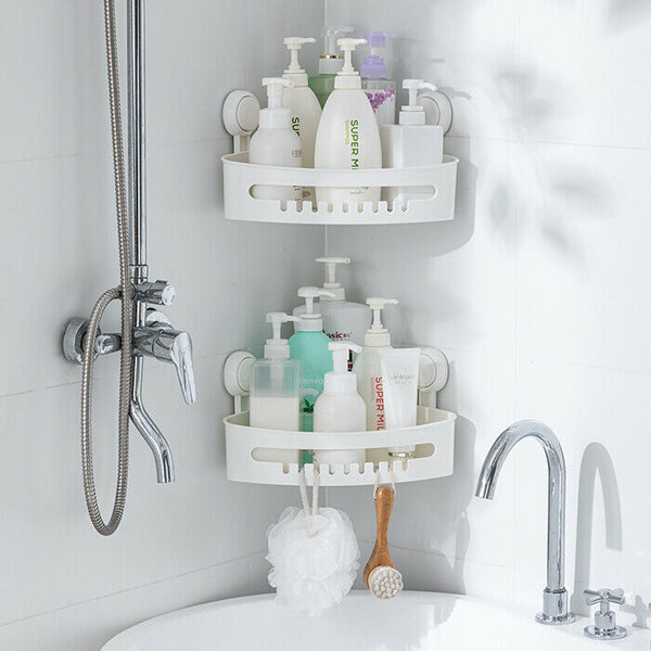 Corner Shower Caddy, Heavy Duty Suction Wall Mounted Plastic Shower Shelf - Children Store Co.