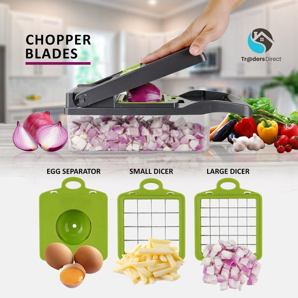Trader's Direct Vegetable Chopper Slicer Dicer Mandolin 14 in 1 Multipurpose