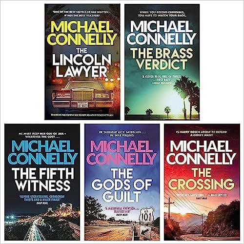 Mickey Haller Series By Michael Connelly 5 Books Collection Set (The Gods Of Guilt, The Lincoln Lawyer, The Fifth Witness, The Crossing, The Brass Verdict) Paperback – 1 Jan. 2016.  9781409145875 , 9781409156055 ,  9781409157274 , 9781409155768