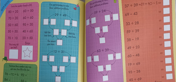 Children Usborne Educational Workbooks 4 books set Addition subtraction Times Tables Telling the Time Multiplying dividing KS1 KS2 boys Girls