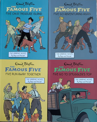 The Famous Five Graphic Novel 4 Books Collection By Enid Blyton(Five Go to Smuggler's Top, Five Run Away Together, Five Run Adventuring Again & Five on a Treasure Island)