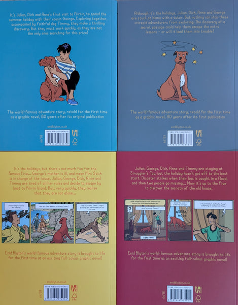 The Famous Five Graphic Novel 4 Books Collection By Enid Blyton(Five Go to Smuggler's Top, Five Run Away Together, Five Run Adventuring Again & Five on a Treasure Island)