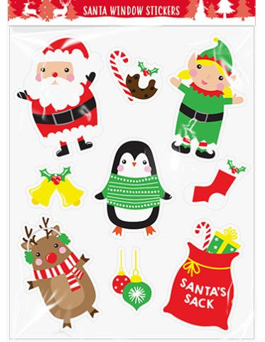 Christmas Glittered Santa Sack Window Stickers - Children Store Co.