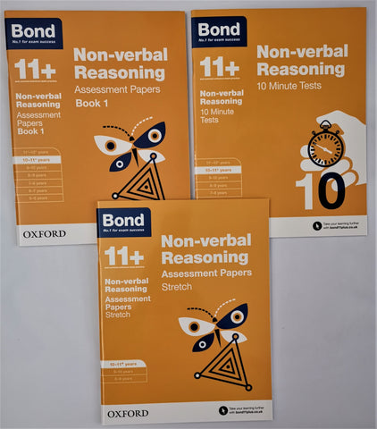 Bond 11+ Non Verbal Reasoning (3 Books collection) Ages 10-11 Years - Children Store Co.