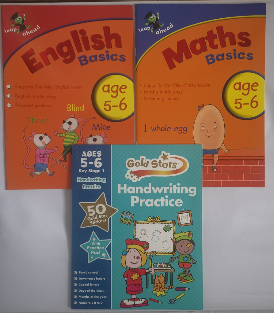 Leap ahead English & Maths Basics workbook + Handwriting Workbook ages 5-6 New!!! - Children Store Co.