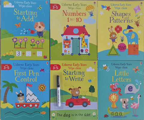 Usborne Early Years Wipe Clean Books Ages 3-5  (6 books collection) Brand New - Children Store Co.