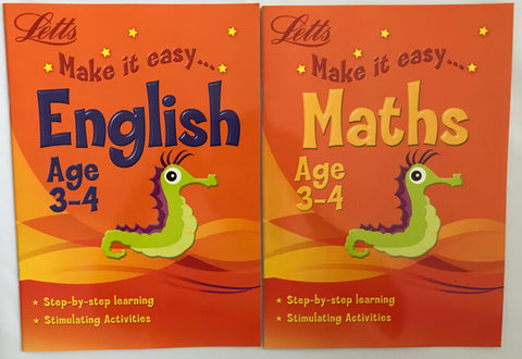 Letts Make it Easy English & Maths Ages 3-4 yrs (set of 2 workbooks) - Children Store Co.