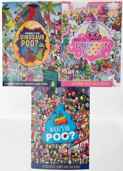 Where's the Poo, Dinosaur Poo,Unicorn poo Paperback 3 Activity books Ages 6+ New - Children Store Co.