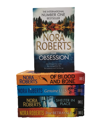 Adult Fiction Nora Roberts 5 books Collection Genuine Lies Obsession True Betrayals Shelter in place Blood and bone