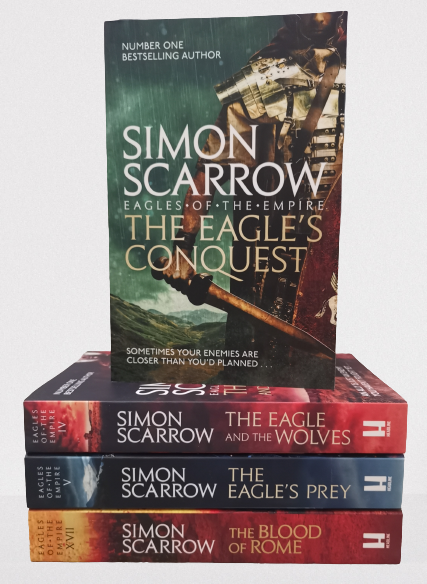 Adult Fiction Simon Scarrow 4 books set paperback he blookd of Rome The Eagles Prey The Eagle and the Wolves The Eagles Conquest Paperback