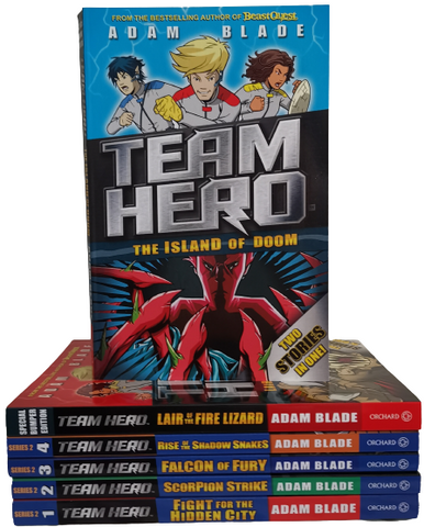 Kids Children Team Heroes 6 books Collection Set by Adam Blade Shadow Snakes Scorpion Strikes Hidden City Falcon of Fury Fire Lizard