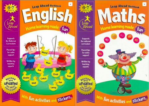 Leap ahead English Maths (Set of 2 workbooks) ages 6-7 New!!!! - Children Store Co.