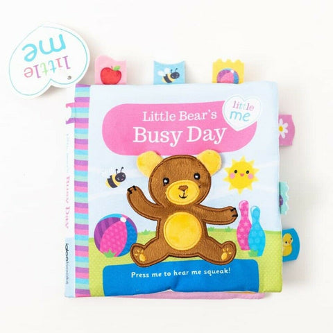 Little Bears Busy Day Sensory Cloth Book, Baby Material Interactive Soft Cloth Squeak Book - Children Store Co.